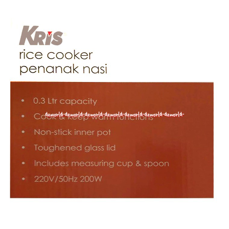 Kris Rice Cooker Mini 0.3L Penanak Nasi Kapasitas 0,3 Liter Travelling Magic com Ricecooker