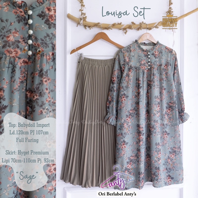 Baju Setelan Rok Motif Bunga Bunga • LOUISA SET SERIES BY ANTY’S HIJAB