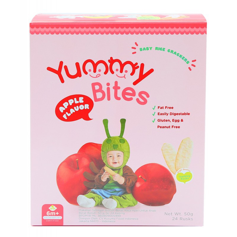 Yummy Bites Rice Cracker Snack Bayi 50 gr - Apple