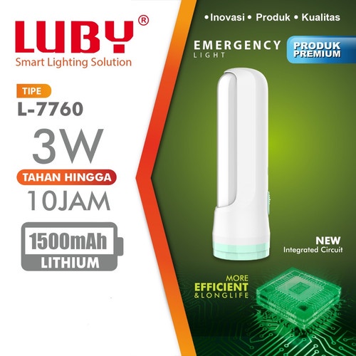 Luby L7760 Senter LED Super Terang / Lampu Emergency 2 in 1 Rechargeable