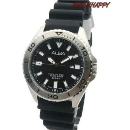 Jam Tangan ALBA ORIGINAL AH9025X1 Rubber Dial.Black AH9025 GARANSI