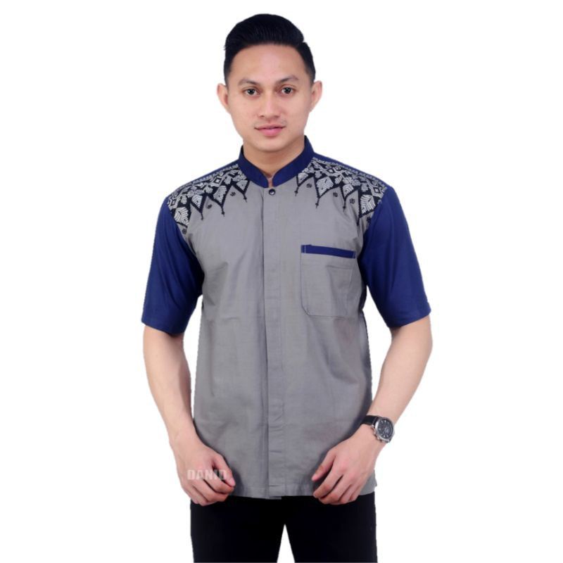 Kemeja Cowok Kasual Pria Keren Murah BAJU KOKO PRIA DEWASA LENGAN PENDEK BORDIR