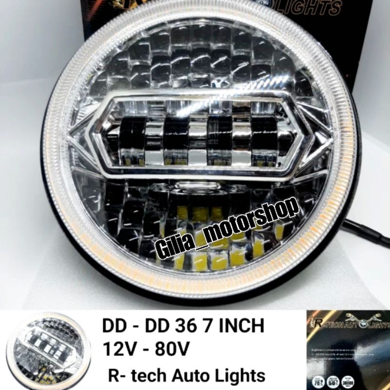 LAMPU DAYMAKER LED 7 INCH R-TECH AUTOLIGHT ORIGINAL IMPORT 12V-80V HEADLAMP UNTUK MOTOR MOBIL