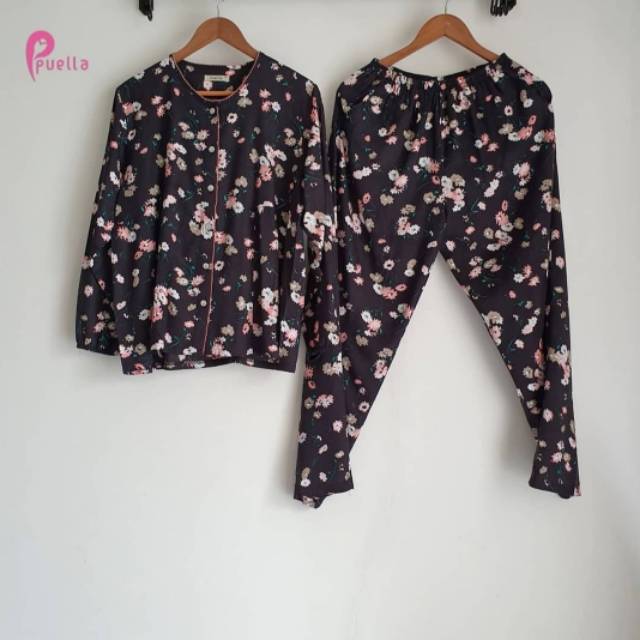 Piyama lolita lengan panjang, piyama celana panjang, baju tidur by puella
