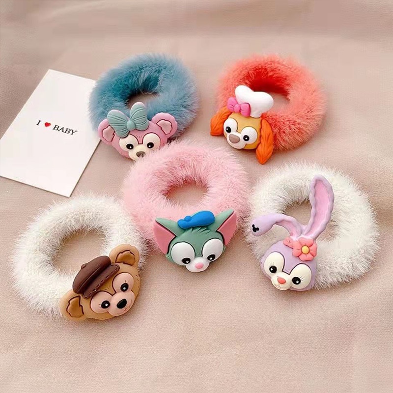 COD Jepit Rambut 1PCS  Klip Wanita Anak-anak  Korea  Bahan Plush Karet Motif Kartun Untuk Aksesoris simple murah Fashion