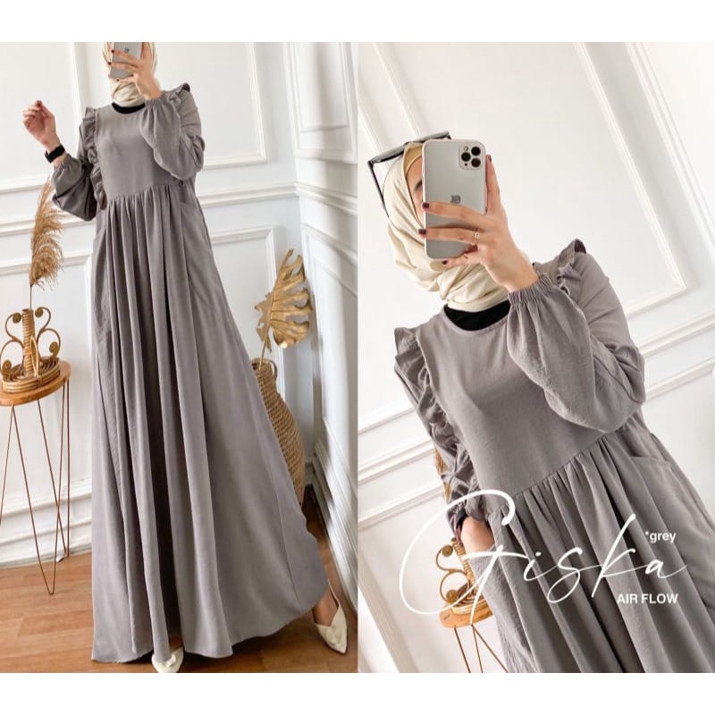 (DBY) GAMIS SLAVINA REMPEL DAILY DRESS WANITA CRINCLE AIRFLOW