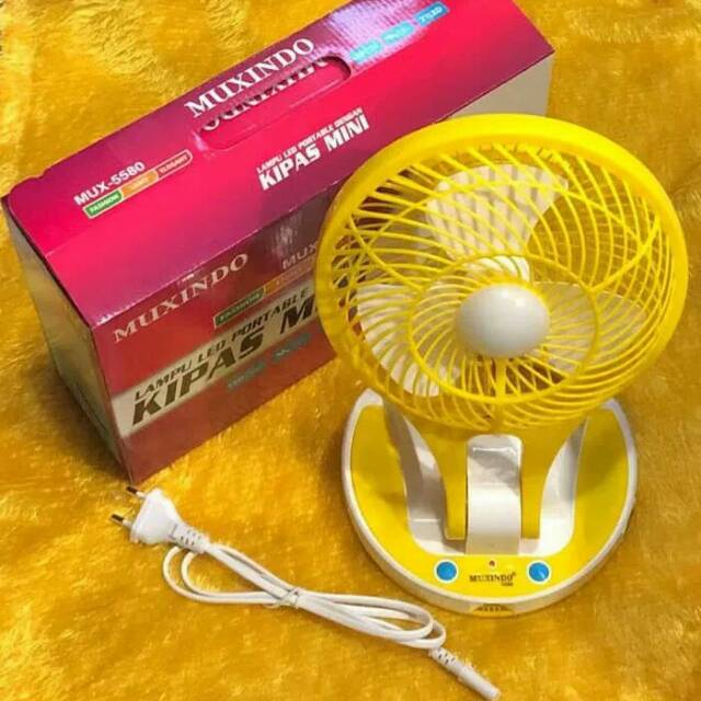 Kipas Angin Rechargeable 5580 + Lampu LED Emergency MUXINDO MUX-5580