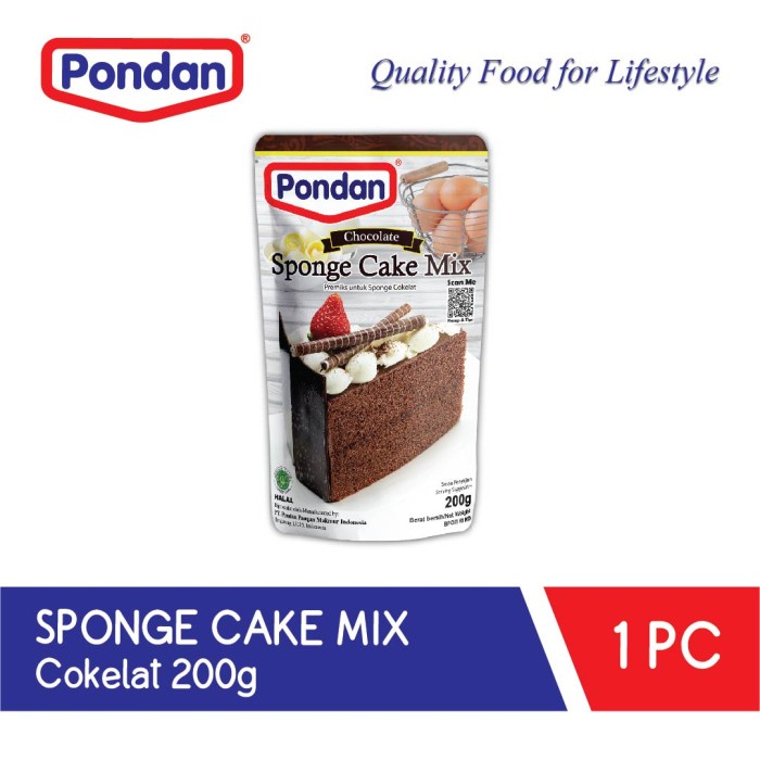 

hbt204tt Pondan Sponge Cake Mix Cokelat 200G Da01D100