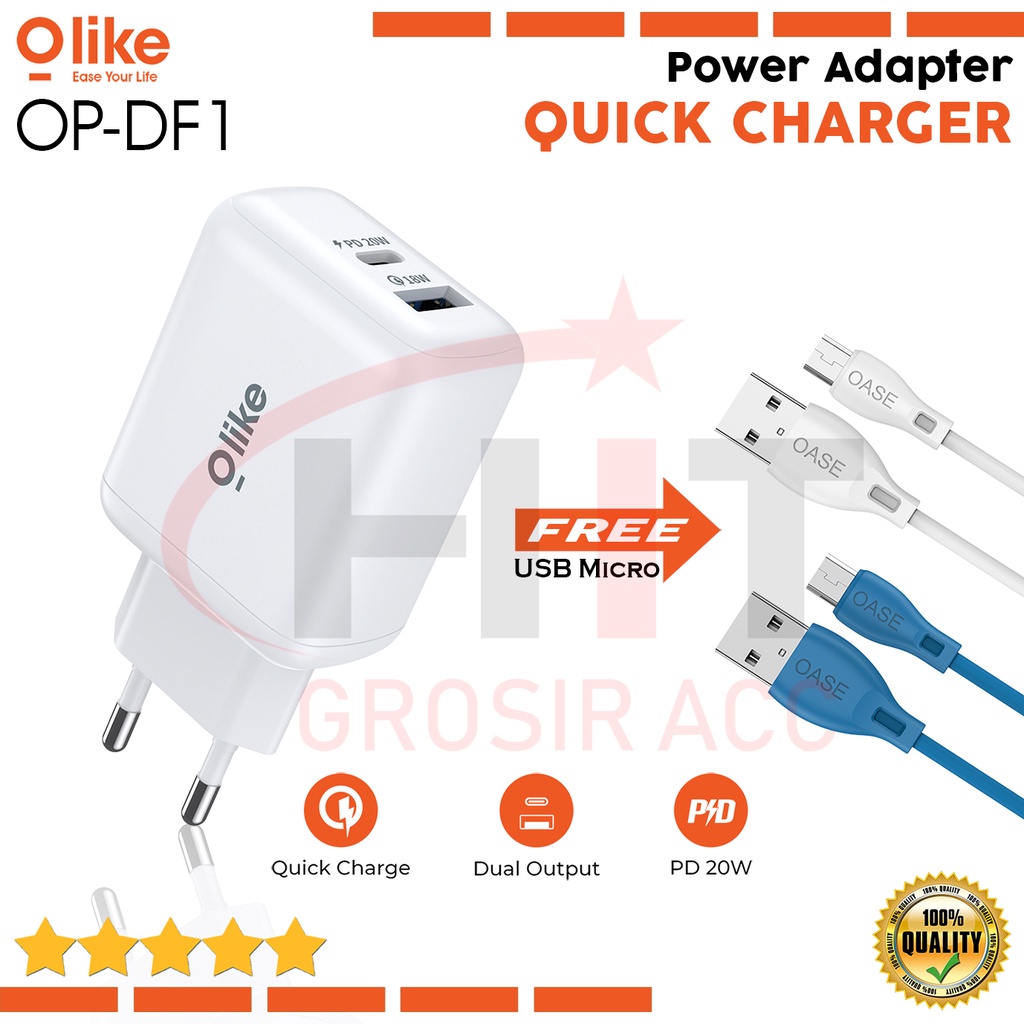 Power Adapter Olike Qualcomm Quick Charge 3.0 Dual Port OP-DF1