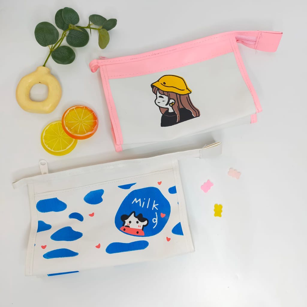 

TASKU! - Pouch Dompet Mika Make Up Kawai Pouch Resleting Tempat Alat tulis Murah Bisa COD Terbaru