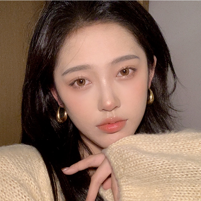 Papaozhu Ins S925 Perak Tetesan Air Logam Anting Hoop Untuk Wanita Minimalis Geometris Lingkaran Anting Perhiasan