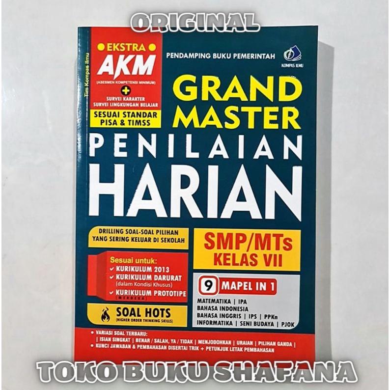 Buku Soal Grand Master Penilaian Harian Kelas 7 / Vll 1 SMP Kompas Ilmu - Ekstra AKM 9 Mapel In 1