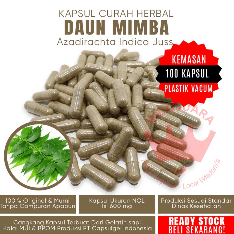 

100 Kapsul DAUN MIMBA Herbal Penambah Nafsu Makan Malaria Kusta Diare