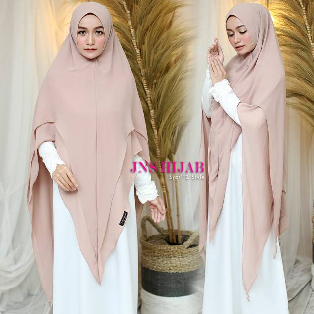 khimar saumi- hijab syari super jumbo slim/ kerudung syari ceruty 2 layer/ jilbab syari panjang JNS
