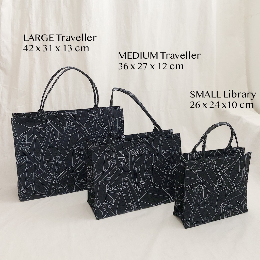 Tas Tote Traveller LARGE - Noir Origami