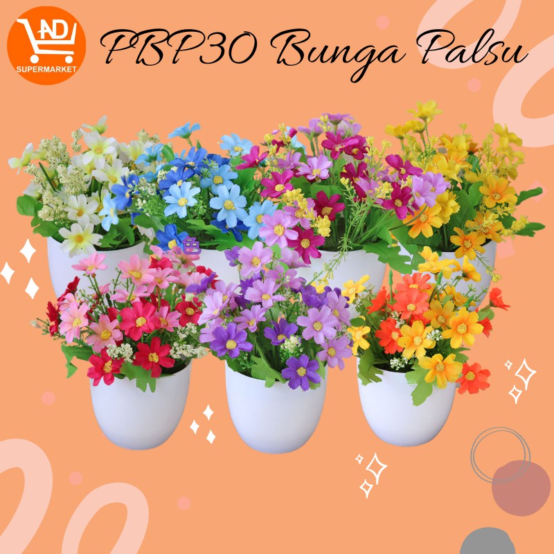 AND PBP30 Tanaman Bunga Plastik Tanaman Hias Bunga Anggrek Krisan Pot Bunga Artificial Flower