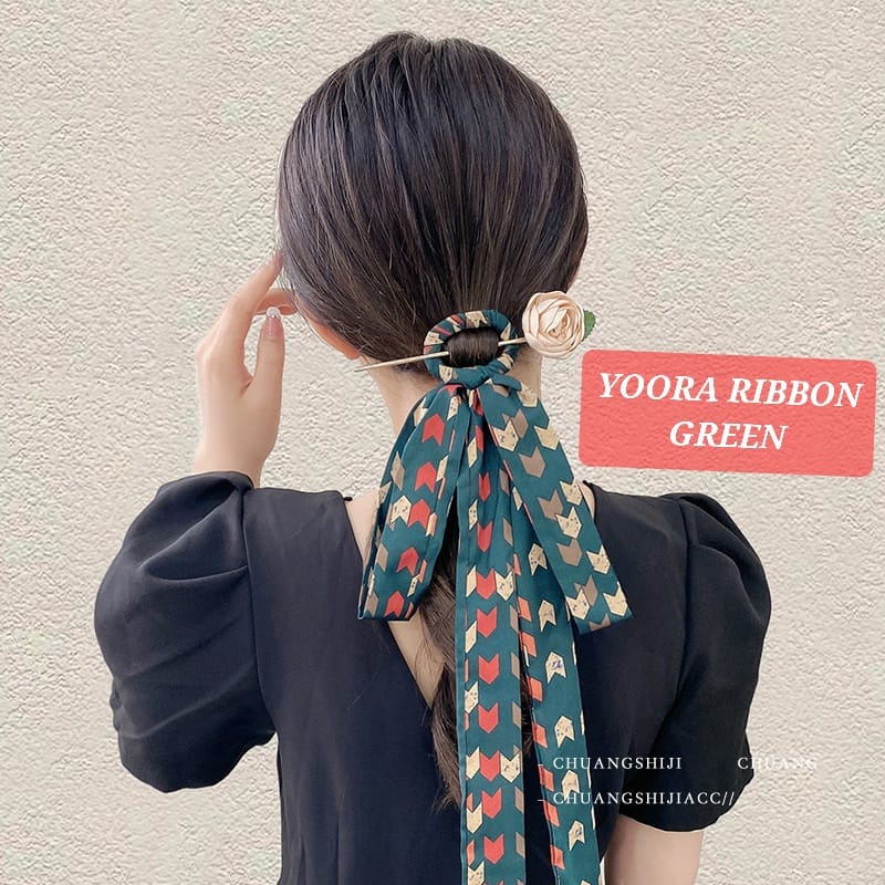 YOORA RIBBON GREEN AKSESORIS PITA RAMBUT WANITA FASHION KOREA CEPOL RAMBUT IMPOR