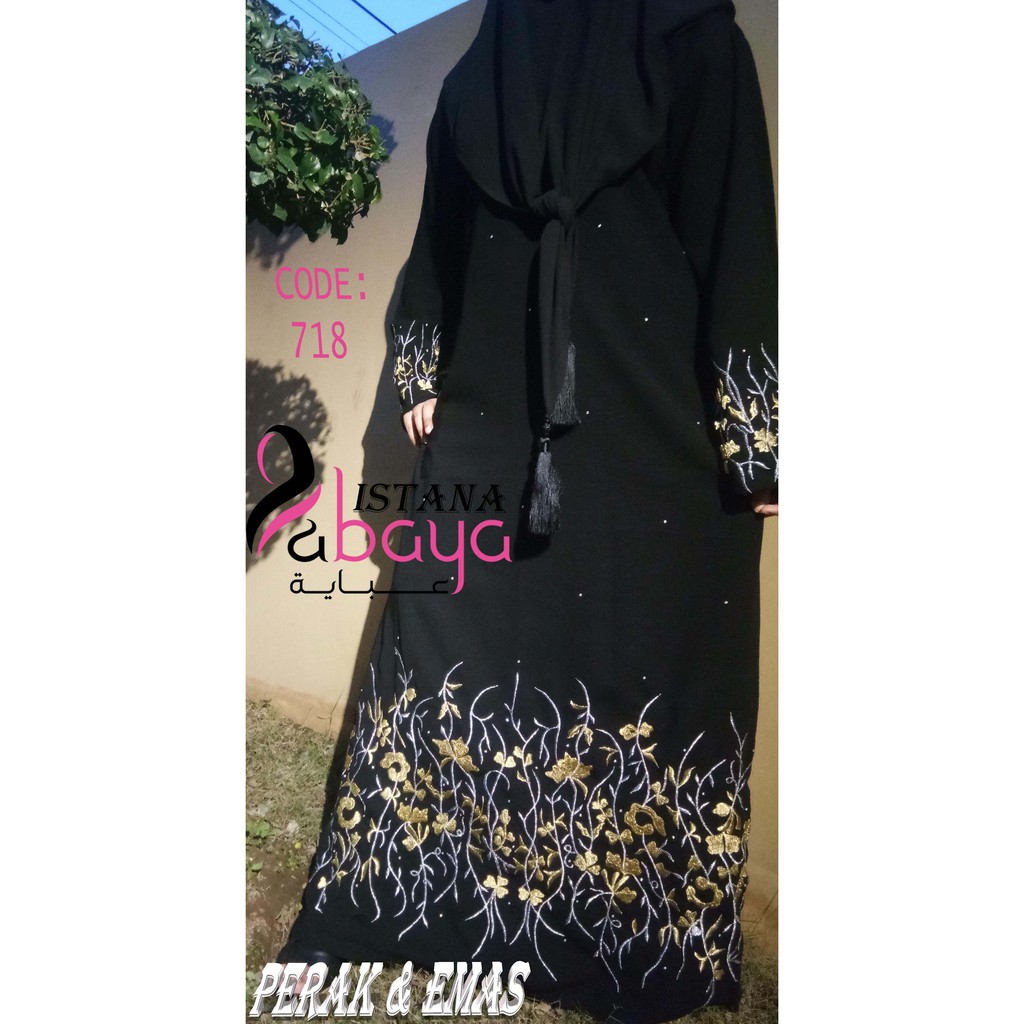 promo gamis jubah bordir cantik padi emas perak. code : 718