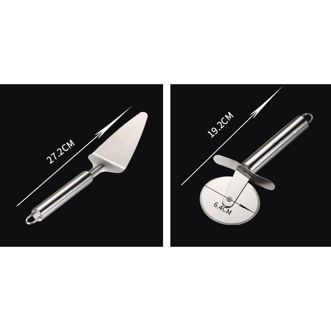 Pemotong pizza wheel cutter + spoon pizza stainless steel