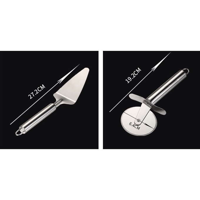 Pisau pemotong pizza + sendok spoon pizza stainless steel