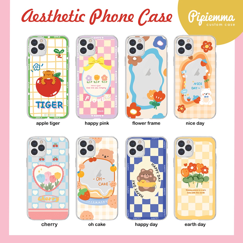 Casing Hape Aesthetic Phone Case Lucu Bunga Gambar Samsung Iphone Oppo Reno Vivo Xiaomi