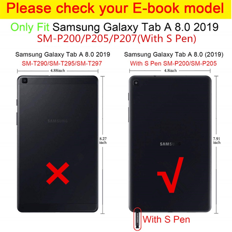 2pcs Pelindung Layar Tempered Glass Untuk Samsung Galaxy Tab A (S Pen) 8.0 2019 SM-P200 P205 (2019)