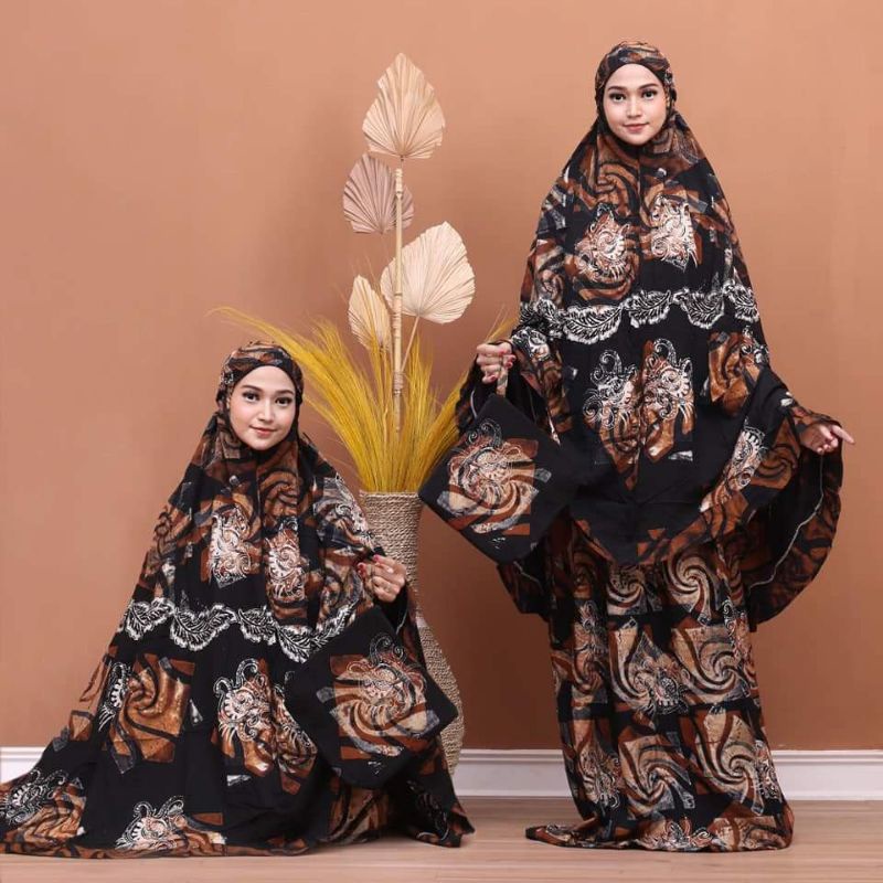MUKENA BATIK CAP PEKALONGAN SOGAN HALUS WARNA COKLAT HITAM