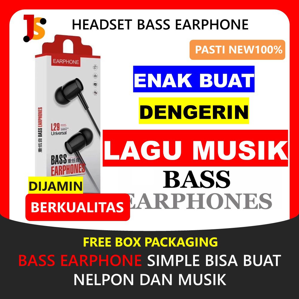 HEADEST MURAH BERKUALITAS HEDSET HP MIC EARPHONE BASS EARPONE MICROPHONE HETSET GAMING LUCU JS118