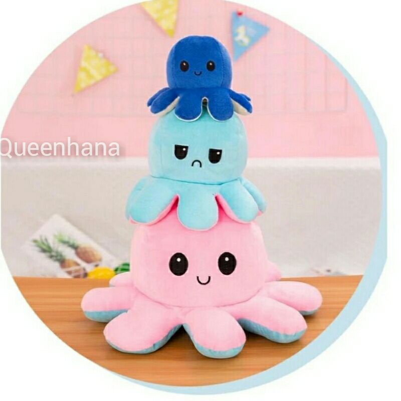 Boneka Octopus Reversible/Gurita Bisa Bolak Balik 20cm Dan 30cm