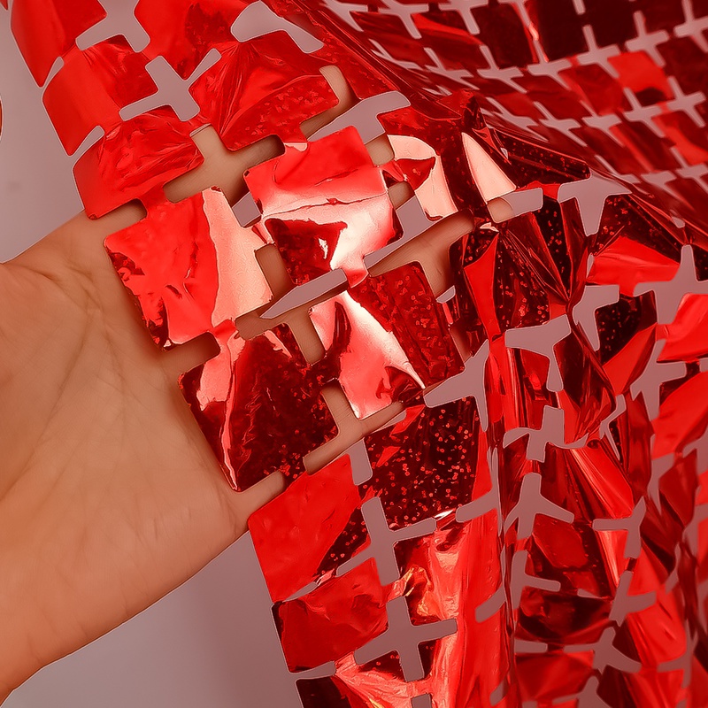 Spanduk Latar Belakang Bahan Aluminum Foil Sequin Ukuran 2m Untuk Dekorasi Pesta Ulang Tahun Pernikahan