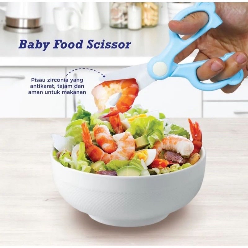 Baby Safe Food Scissor Gunting Makanan Bayi Bahan Keramik + Case Box Simpan Anti Karat