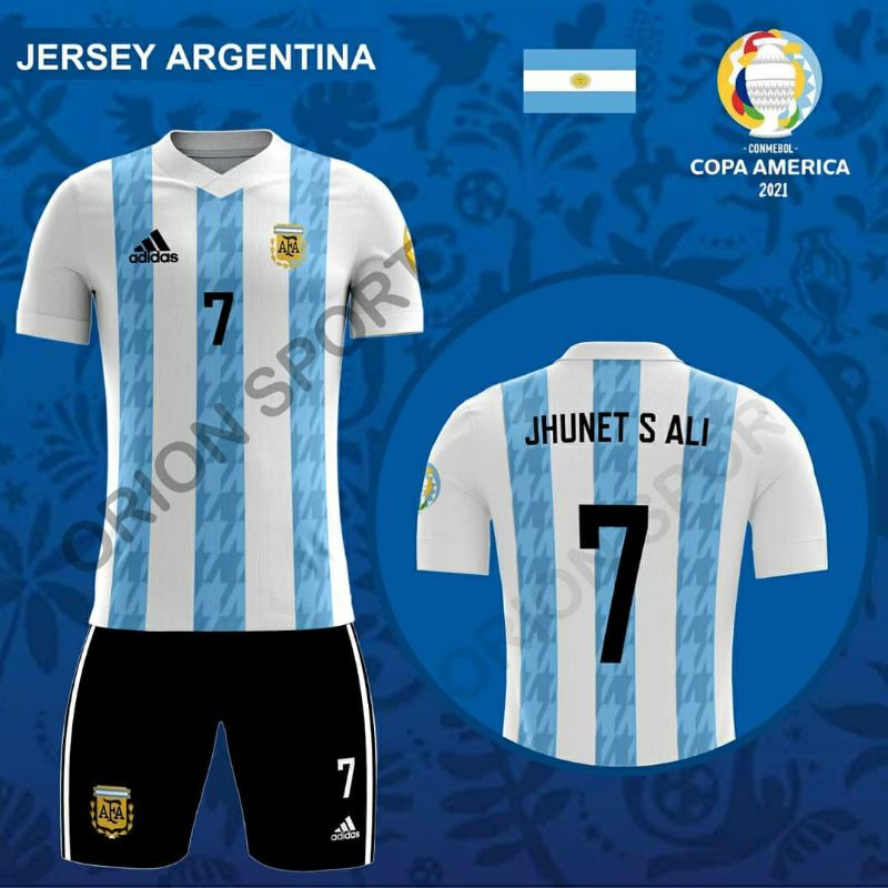 Setelan Jersey Argentina Copa America 2021  Custom Printing High Quality