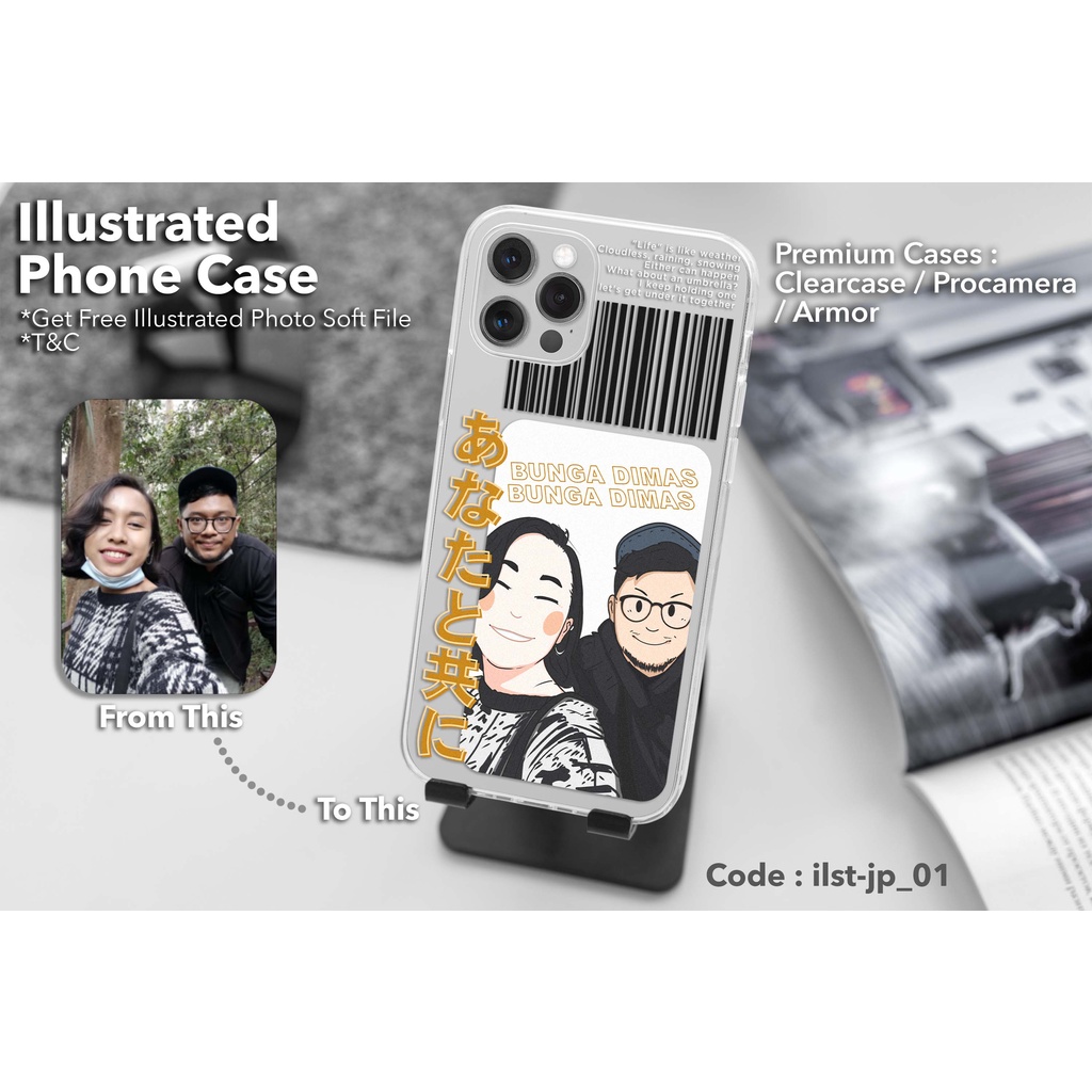 Case Custom Gambar Ilustrasi Couple | Softcase Anticrack Blackmatte | Sudah Termasuk Gambar