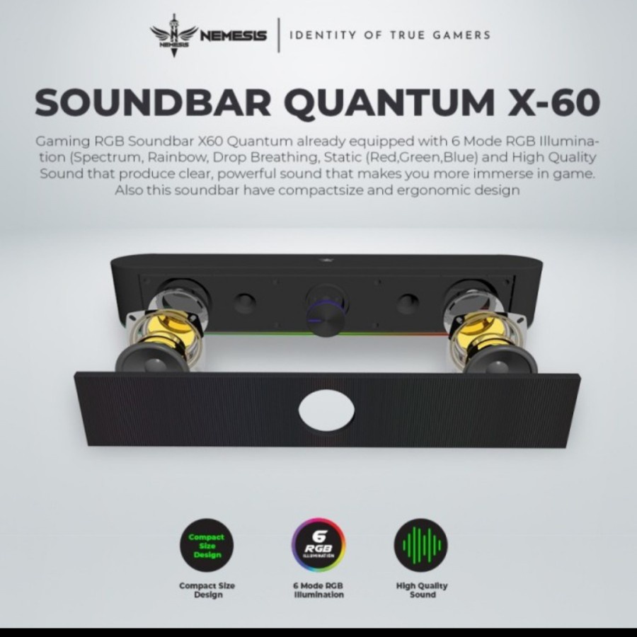 Speaker Gaming Stereo Sounbar Gaming RGB NYK X60 Quantum