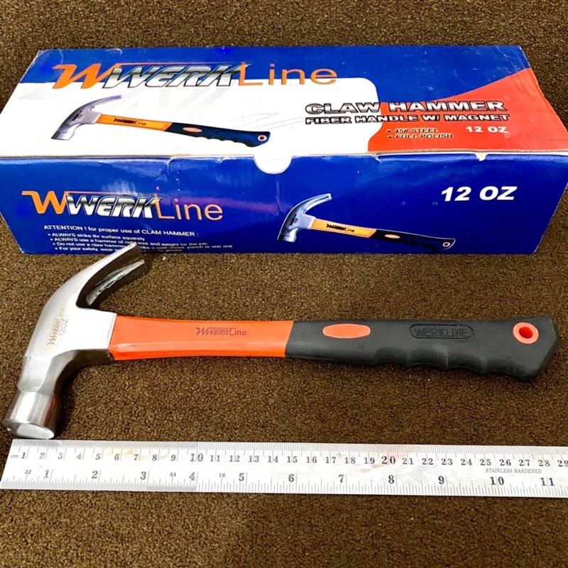 Palu Kambing Werk Line 12oz / Claw Hammer Gagang Fiber / Palu Werk Line Tools