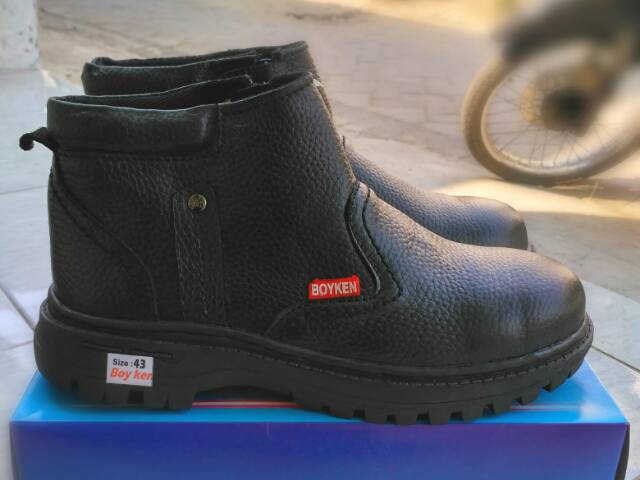 Sepatu Boots Safety Casual Boyken Pria Kulit Asli