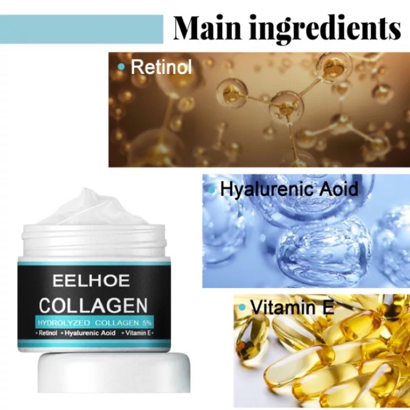 EELHOE Men's Collagen Cream 50Gr - Cream Pemutih Wajah Pria Pelembab Mencerahkan Anti Penuaan Anti Kerut Mengurangi Garis Halus Dan Kantong Mata Perawatan Wajah