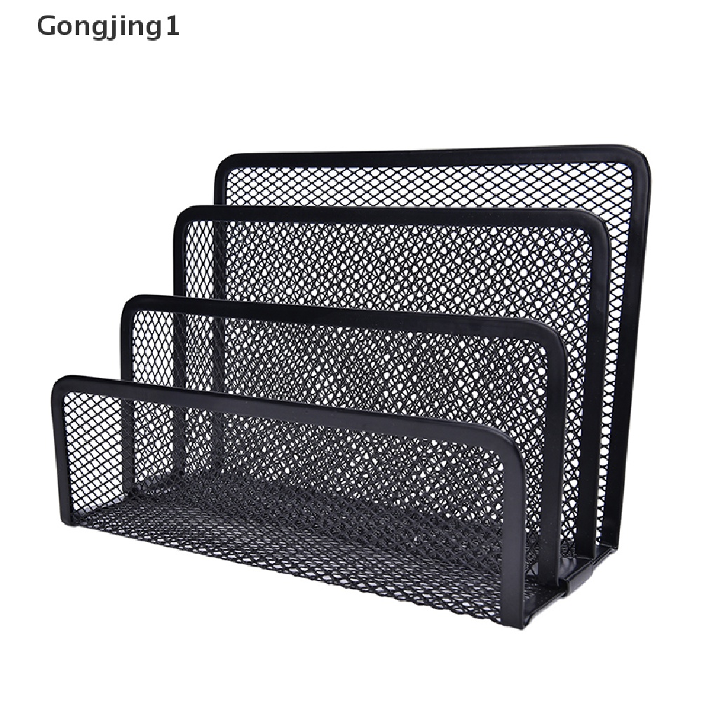 Gongjing1 Rak Organizer Mesh Hitam Holder Kertas Surat / File Untuk Meja Kantor