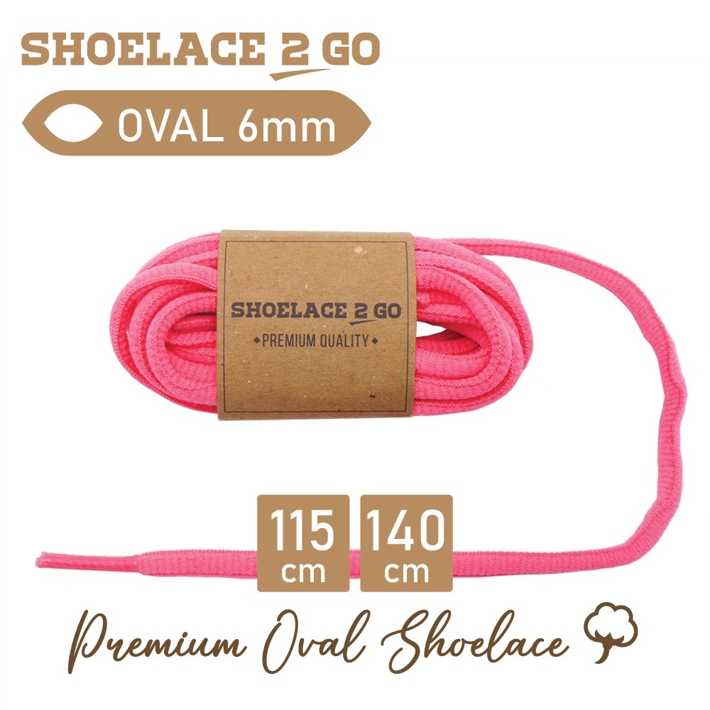 SHOELACE 2 GO PREMIUM TALI SEPATU LONJONG OVAL - SO6 - G1 - PINK - 6MM