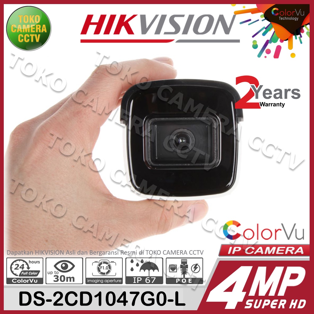 IP CAMERA 4MP HIKVISION DS-2CD1047G0-L IP KAMERA COLORVU CCTV POE