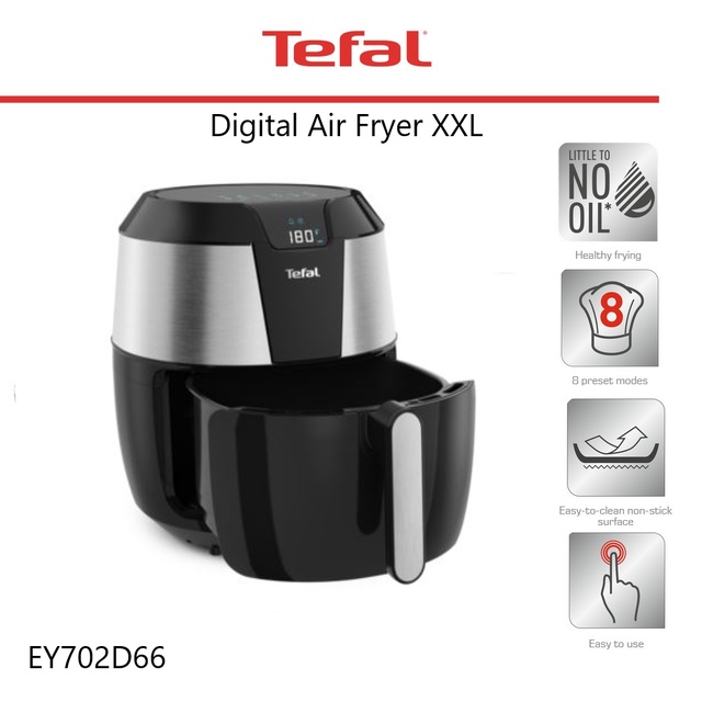 Jual Tefal Digital Easy Health Fryer XXL EY702D66 - 5.6L/ Air Fryer ...