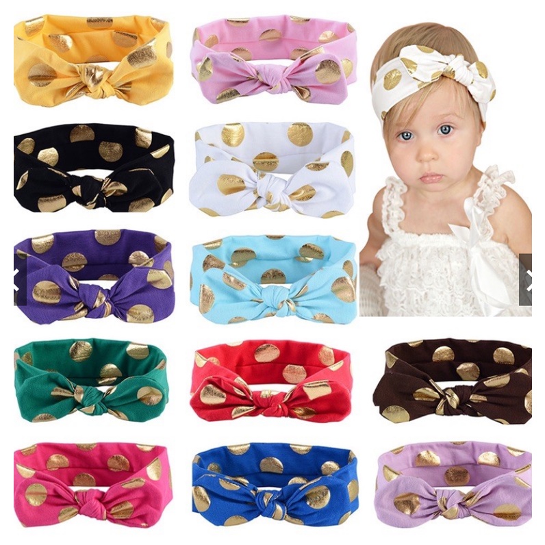 Bandana Anak Polkadot Emas / Headband Anak bayi Polka / Bondu Aksesori Bayi