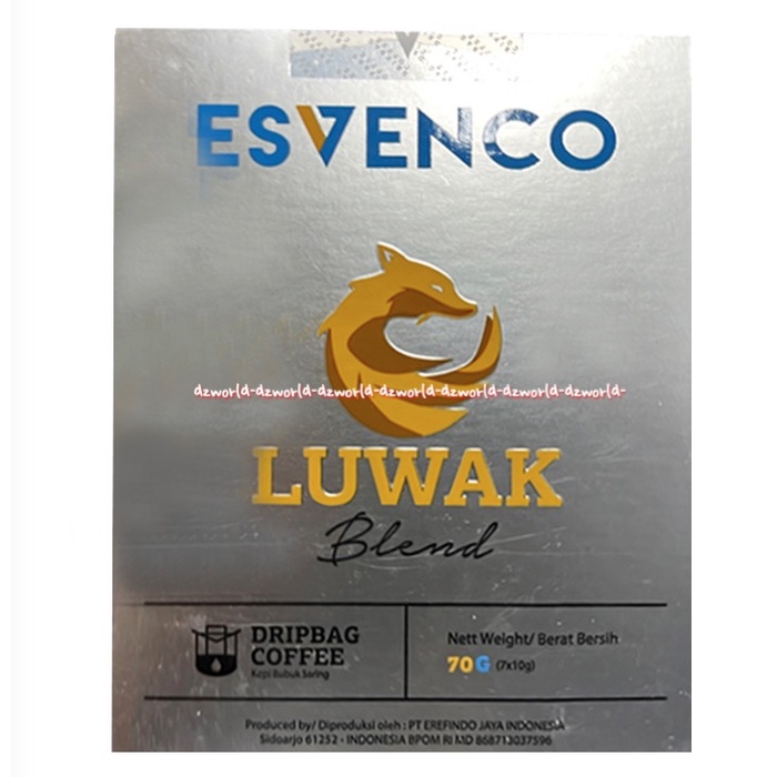 Esvenco Luwak Blend 70gr Dripbag Coffee Kopi Dengan Saringan Kopi Luwak Bubuk Es Venco Esfenko Coffee Drip Bag