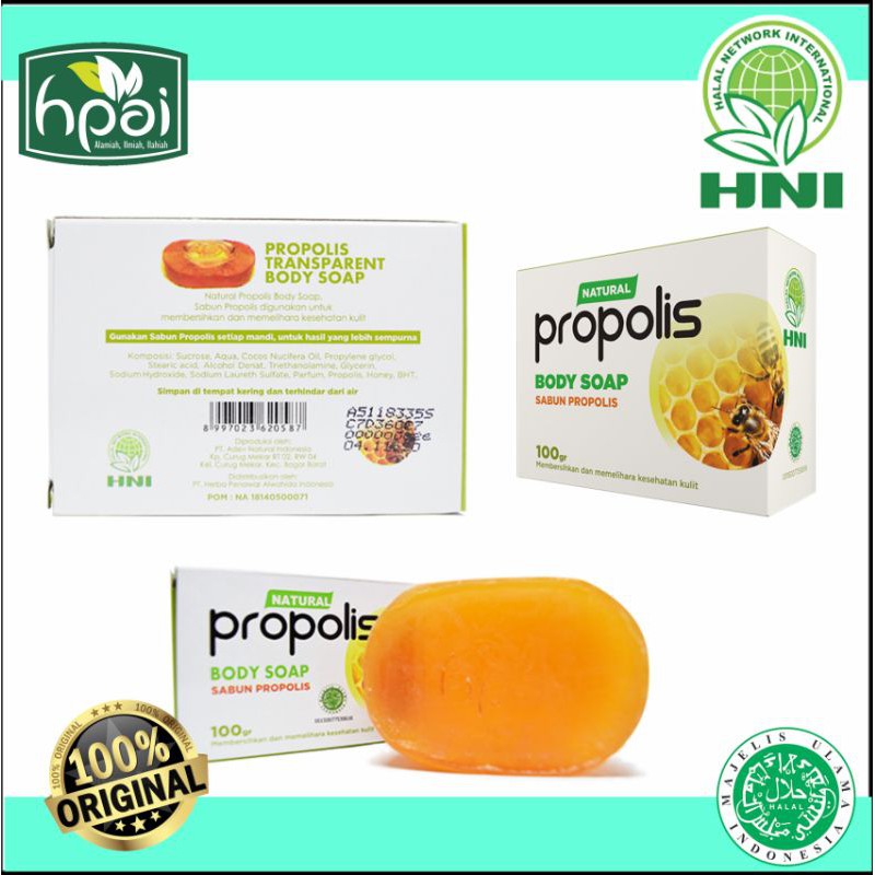 sabun Propolis HNI/HPAI/ sabun muka/ obat jerawat/obat plet hitam/anti egin/pemutih wajah/glowing