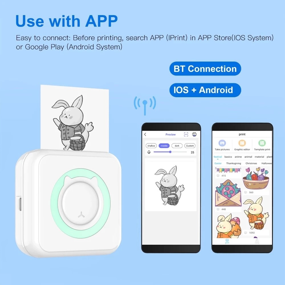 Mini Thermal Printer Portable Mobile Printer Waybill Receipt Printer Mini Printer Photo Printer