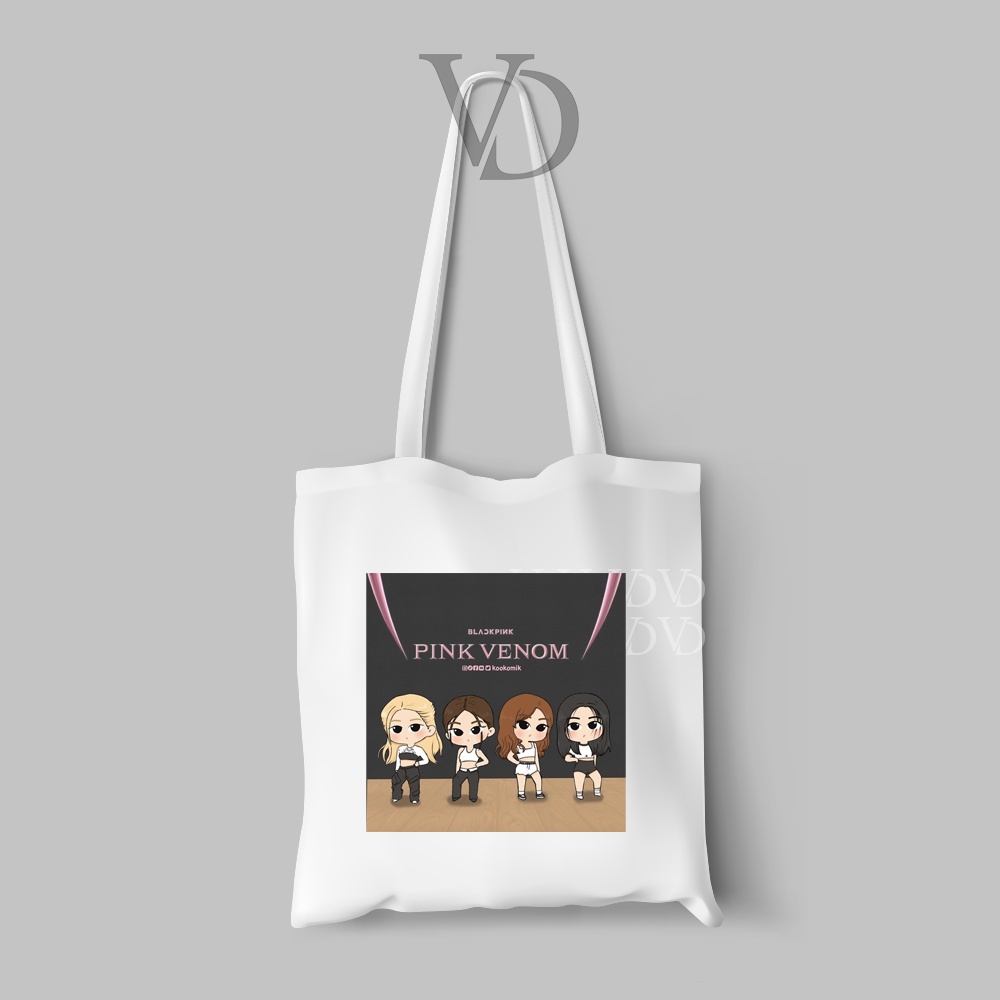 TOTE BAG KANVAS MOTIF born pink venom/ KPOP TOTE BAG / TAS BELANJA MOTIF KOREA / lalisa jennie jisoo rose