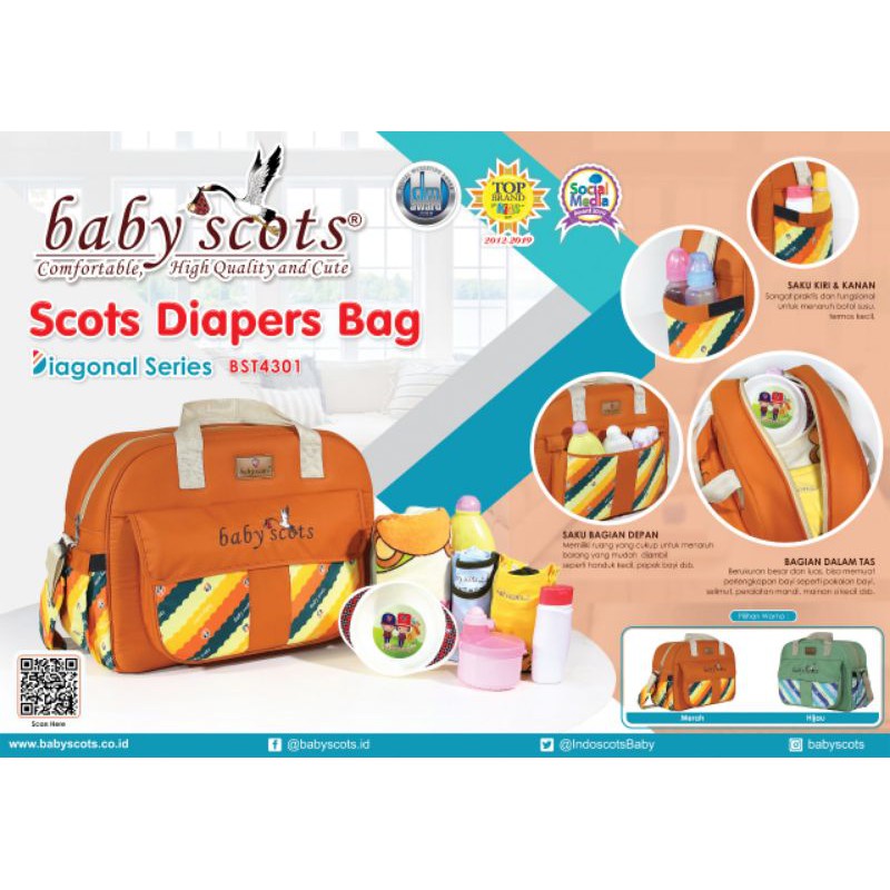 jnd BST4301,TAS BAYI BABY SCOTS ,DIAPERS BAG DIAGONAL SERIES