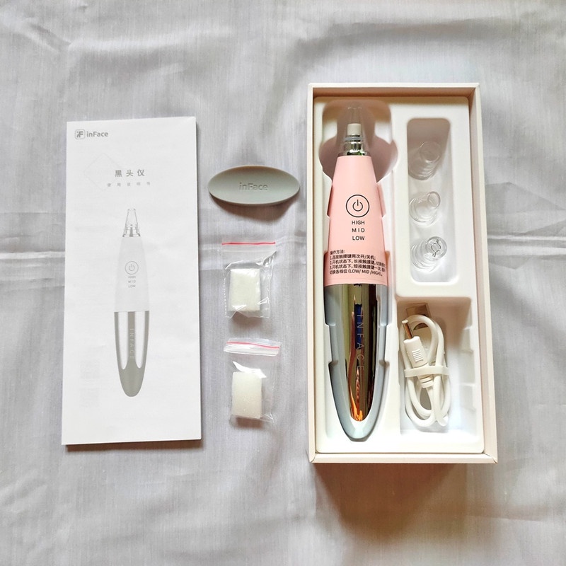Inface MS7000 Alat Penyedot Komedo dan Jerawat Elektrik Blackhead Remover 4 Nozel Mesin Penghilang Penyedot Komedo Wajah