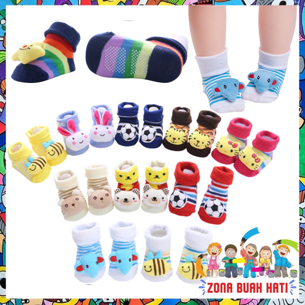 ZBH Kaos Kaki Anak Bayi Anti Slip Karakter Boneka 3D 6477 Kaos Kaki Anak Perempuan Laki Laki Motif Kartun 3D Lucu Baby Socks Kids Cute Unik Anti Slip Murah Import