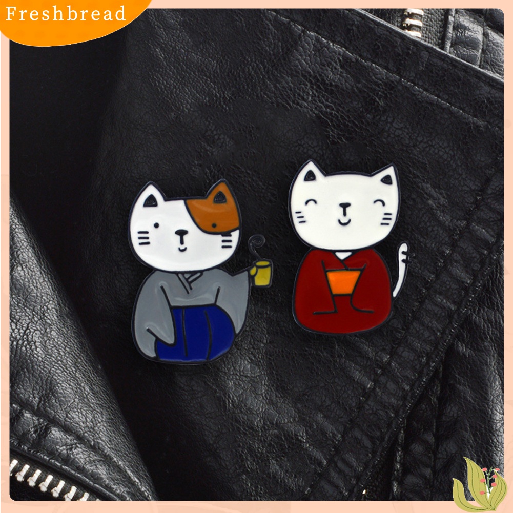 [ TERLARIS]1Pc Unisex Kimono Animal Cat Pattern Enamel Brooch Pin Clothes Badge Jewelry